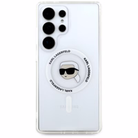 Dėklas Karl Lagerfeld Button Karl Head Printed Logo Magnetinis Samsung Galaxy S25 Ultra baltas