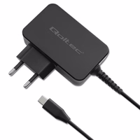 Qoltec 52386 GaN POWER PRO įkroviklis | 1xUSB-C | 65W | 5-20V | 3-3,25A | Juoda