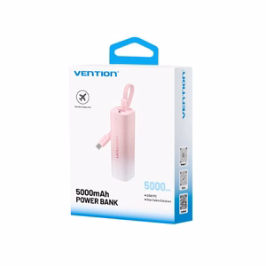 Išorinė baterija Vention FHWR0 5000mAh 20W + USB-C į Lightning laidas (rožinė)