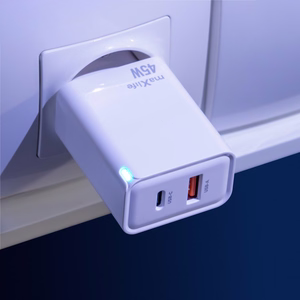 "Maxlife MXTC-09-45AC GaN PD QC įkroviklis 1x USB-C 1x USB 45W baltas