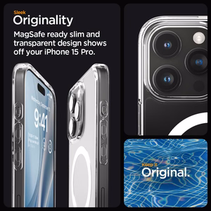 Spigen Ultra Hybrid Mag dėklas su MagSafe iPhone 15 Pro - baltas