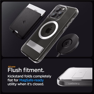 Spigen Ultra Hybrid S Magnetinis dėklas telefonui su stovu iPhone 15 Pro - Skaidrus