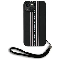 Karl Lagerfeld Saffiano Athleisure Stripes Cord dėklas telefonui iPhone 15 - rožinis