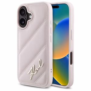Karl Lagerfeld Dygsniuotas Parašas iPhone 16 Dėklas - Rožinė