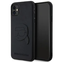 Karl Lagerfeld KLHCN613DRKNK iPhone 11 / Xr 6.1" juodas/juodas kietas dėklas guminis Karlo galva 3D