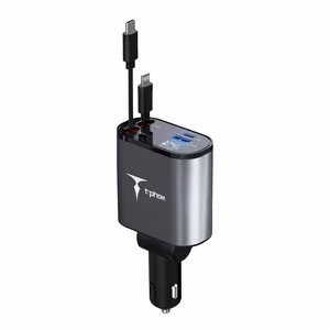 Automobilinis įkroviklis T-PHOX Flexit 4in1 86W, pilkas