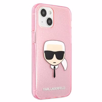 Karl Lagerfeld Glitter Karl's Head Dėklas iPhone 13 mini - rožinis