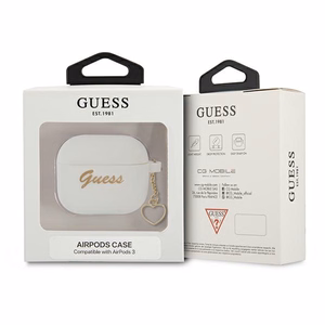Guess GUA3LSCHSH AirPods 3 dėklas baltas silikoninis Charm Heart kolekcija