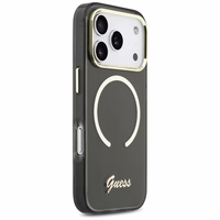Guess IML Script Metal MagSafe Dėklas for iPhone 17 Pro Max - juodas
