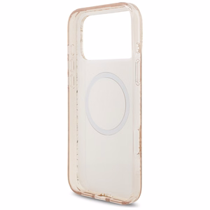 Guess IML Flowers Electro Pearl Strap MagSafe dėklas telefonui iPhone 17 Pro Max - rožinis