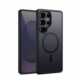 Crong Hybrid Matte Magnetic - MagSafe dėklas Samsung Galaxy S25 Ultra (juodas)