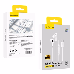 Blavec BHS-01 USB-C į ausis įstatomos ausinės su mikrofonu ir DAC (BHS01-W), baltos