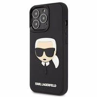 Karl Lagerfeld 3D guminis Karl'o galvos dėklas iPhone 13 Pro / iPhone 13 - juodas
