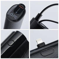 Išorinė baterija Forcell F-Energy Power Plug F5K3 PD 20W 5000 mAh su įmontuotu jungtimi Lightning juoda