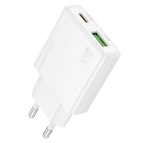 Borofone Įkroviklis BN25 Wish (Ultra Thin) - USB + Type-C - PD QC 3.0 30W baltas