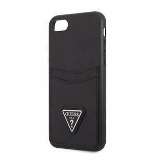 Guess GUHCI8PSATPK iPhone 7/8 SE 2020 / SE 2022 жёсткий чехол чёрный/чёрный Saffiano Triangle Logo Cardslot