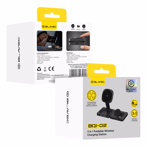 "Blavec" indukcinis įkroviklis BQI-02 Qi 15W magnetinis "Magsafe 3 in 1" "Apple/Samsung Watch" laikrodis (BQI02-QIMB), juodas