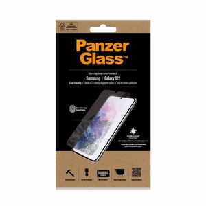 PanzerGlass E2E Microfracture antibakterinis stiklas Samsung Galaxy S22 - su juodu rėmeliu