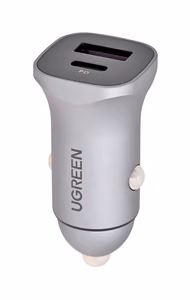Ugreen USB Type-C / USB 24W Power Delivery Quick Charge automobilio įkroviklis pilkas (30780)
