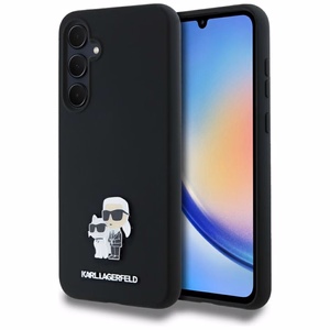 Karl Lagerfeld Silicone Karl&Choupette Metal Pin case for Samsung Galaxy A35 - black
