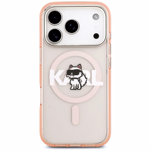 KARL LAGERFELD dėklas telefonui IPHONE 17 Pro, suderinamas su magnetiniu MagSafe (KLHMP17LHGCHGKBP, IML Choupette Sketch Logo) rožinis