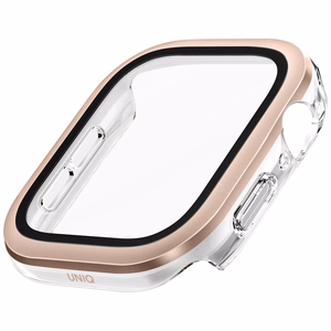 Uniq Voute dėklas su grūdintu stiklu Apple Watch 10 46 mm - rožinis auksas