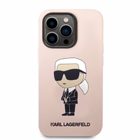Karl Lagerfeld Silikoninis Ikonik dėklas telefonui iPhone 14 Pro - rožinis