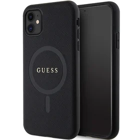 Guess GUHMN61PSAHMCK dėklas iPhone 11 / Xr - juodas Saffiano MagSafe