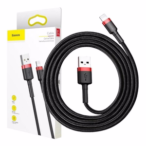 USB Lightning laidas Baseus Cafule 1,5A 2 m (juodas ir raudonas)
