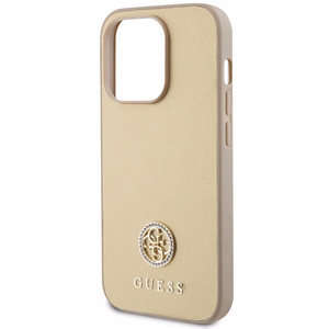 Guess GUHCP15XPS4DGPD iPhone 15 Pro Max 6.7" auksinis/auksinis kietas dėklas Strass Metalinis Logotipas
