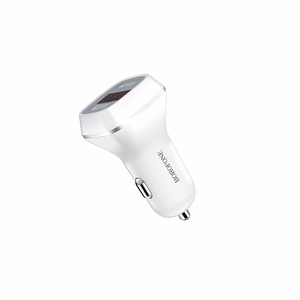 Borofone BZ3 Joyroad car charger with 2 USB-A ports, 12 W, with digital display, white