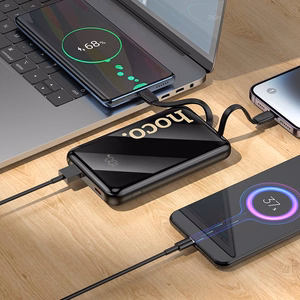 Išorinė baterija Hoco 10000 mAh QC PD 22,5W su integruotais laidais USB C + Lightning Q37 juoda