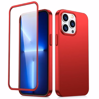 Joyroom 360 pilnas dėklas su priekiniu ir galiniu dangteliu iPhone 13 Pro + grūdinto stiklo apsauginis stiklas raudonas (JR-BP935 red)