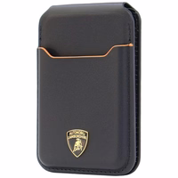 Magnetinė piniginė Lamborghini D1 Genuine Leather MagSafe stovas telefonui oranžinis