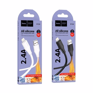 Silikoninis kabelis USB-A į Lightning HOCO 2,4A 1 m X124 juodas