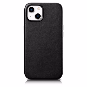 iCarer Dėklas Odinis viršelis iPhone 14 Plus natūralios odos dėklas juodas (suderinamas su MagSafe)