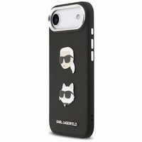 KARL LAGERFELD dėklas telefonui IPHONE 17 Air, suderinamas su magnetiniu MagSafe (KLHCP17MPSFDHPOK, FW Grained PU W/ K&C Heads Pins & Logo) juodas