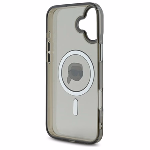 Karl Lagerfeld IML Metal Karl Head Magnetinis iPhone 16 Plus dėklas - juodas
