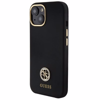 Guess silikoninis Logo Strass 4G dėklas telefonui iPhone 15 - juodas