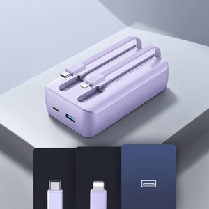 Išorinė baterija Joyroom JR-PBC07 violetinė 20000mAh 30W (PD / QC3.0) + integruoti Type-C / Lightning laidai