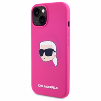 Karl Lagerfeld KLHMP15SSKHPPLF iPhone 15 6.1" fuksijos/fuksijos kietas dėklas Silikoninis Karl galvos spaudinys MagSafe