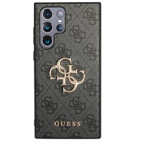 Guess GUHCS23L4GMGGR S23 Ultra S918 pilkas/pilkas kietas dėklas 4G Didelis Metalinis Logotipas