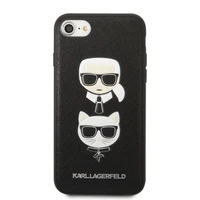 Karl Lagerfeld KLHCI8SAKICKCBK iPhone 7/8 / SE 2020 / SE 2022 juodas/juodas kietas dėklas Saffiano Karl&Choupette Galva