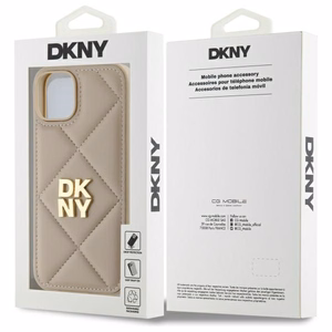 DKNY Quilted Stack Logo dėklas telefonui iPhone 14 - smėlio spalvos