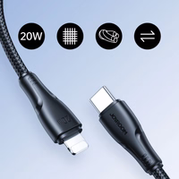 USB Laidas Joyroom "A11" juodas "Type-C / Lightning" 25cm (iki 20W)
