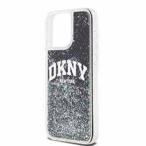 DKNY dėklas telefonui iPhone 15 Pro Max 6,7" DKHCP15XLBNAEK juodas HC skysti blizgučiai su arkinis logotipas