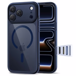 Tech-Protect Magpeak MagSafe CC dėklas telefonui iPhone 17 Pro - skaidriai tamsiai mėlynas