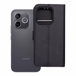 Atverčiamas 4Card RFID dėklas Honor 600 LITE su apsauga nuo vagysčių, iš technologinio audinio, juodas