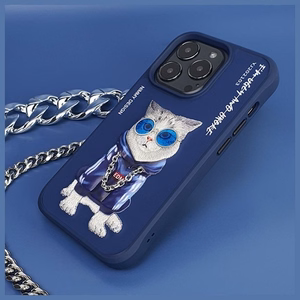 Nimmy Akiniai Kietas Katinas dėklas telefonui iPhone 15 Pro - mėlynas