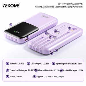 Išorinė baterija WK Design „WP-66“ juoda 20000mAh (22.5W)